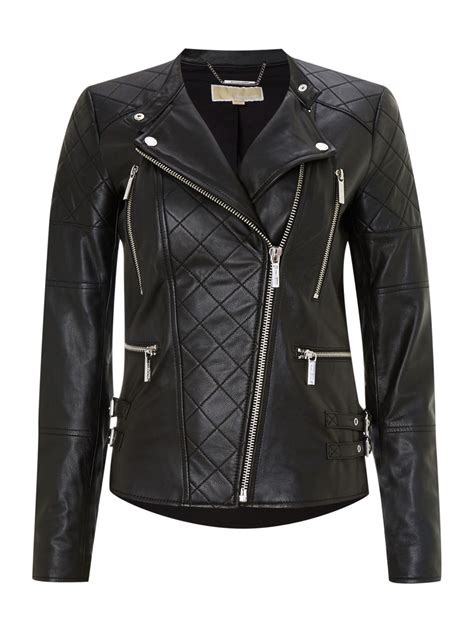 michael kors jacket quilted leather motorcycle|Michael Kors leather motorcycle jacket.